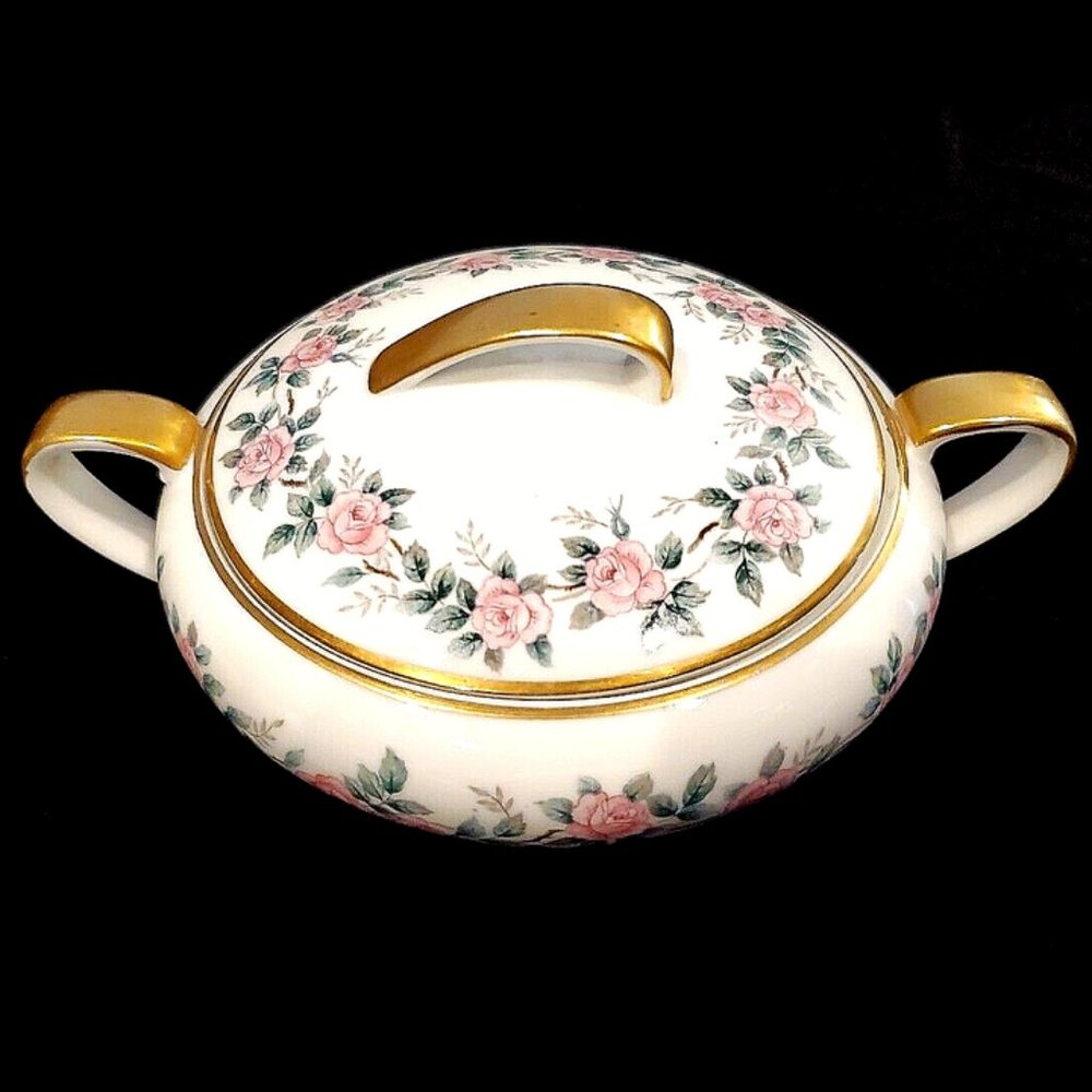 Noritake China Pattern 5412 Pink Rose Band Sugar Bowl ~ Retired ~ Made in Japan